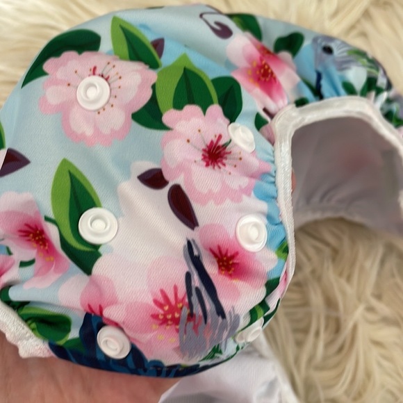 Alvababy floral purple hummingbird reusable snap button baby diapers swim diaper - Picture 7 of 16